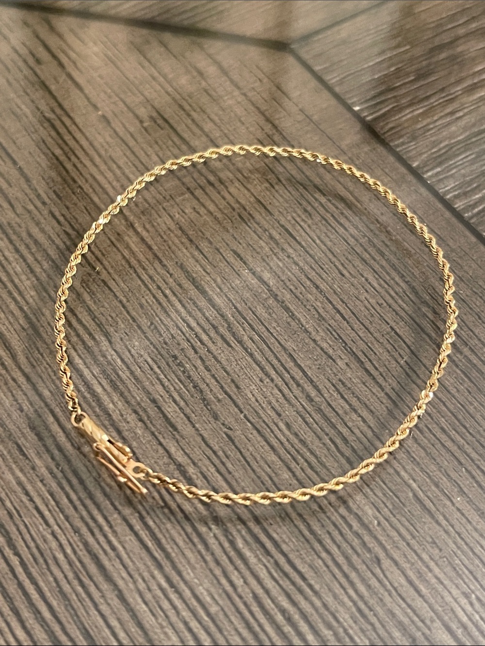 14kt Yellow Gold Diamond Cut Rope Bracelet 7 1/2” approx Length Safety Clasp